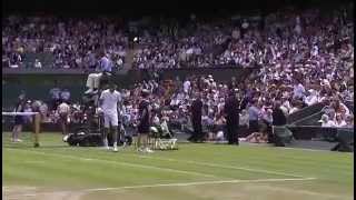 Rosol knocks over Rafa Nadals bottle  Wimbledon 2014 [upl. by Ybab856]