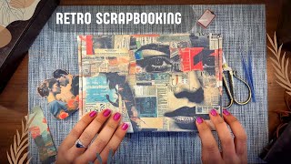 ASMR collage Scrapbooking Journaling Relaxing Sounds of paper Decorating vintage journal [upl. by Eillehs943]