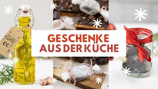 3 DIY Geschenke aus der Küche selber machen  KaramellSchokoFudge BrowniePralinen Gewürzöl [upl. by Thirzi]