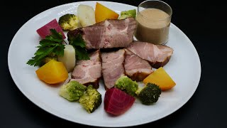 Recette de la côte déchine de porc fumée crème à lail noir cuisson sous vide basse température [upl. by Surad]