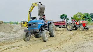 Swaraj Mahindra Sonalika Tractors Loading Sand by Jcb 3dx  Tractor Fully loaded trolley  Ep 58 [upl. by Gasparo]