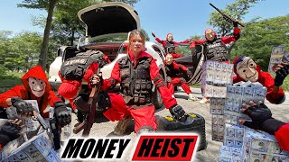 PARKOUR VS MONEY HEISTMoney Heist breaks into police base to rescue bad guy steal money  Epic POV [upl. by Kinsler393]