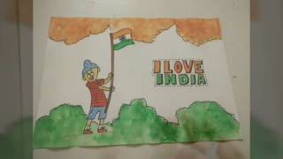 Indian Flag Patriotic Drawing Idea For school Competitions How To  Craftlas [upl. by Eetnwahs888]