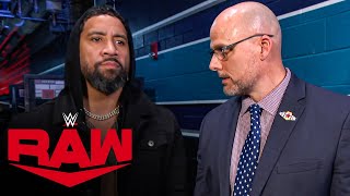 Adam Pearce informs Jey Uso that someone will be traded to SmackDown Raw highlights Sept 4 2023 [upl. by Anitnas]