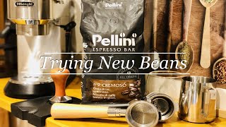 Trying Pellini Coffee Beans With Delonghi Dedica EC685 And Graef CM702 [upl. by Atinwahs]