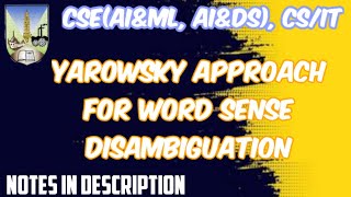 Yarowsky Approach for Word Sense Disambiguation in NLP yarowskyalgorithm nlp mumbaiuniversity [upl. by Rosamond]