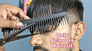 Only Scissors Haircut  Scissor Fade Haircut  ASMR Haircut  Indian Barber Haircut Style [upl. by Web756]