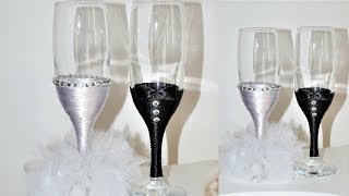 DIY wedding decoration tutorial  DIY BRIDE AND GROOM champagne glass  Sugarella Sweets Party [upl. by Farlie77]