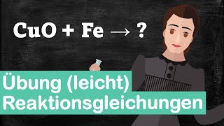 Reaktionsgleichung leicht KupferIIoxid und Eisen reagieren zu Kupfer und Eisenoxid Fe3O4 [upl. by Ettezzil61]