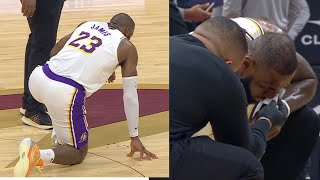 LBJ ALMOST PASSED OUT amp GOES DOWN IN MIDDLE OF COURT STOPS PLAYING COMPLETELY [upl. by Jenks]