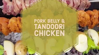 Tandoori chicken rotisserie mustard pork belly bacon amp veg [upl. by Deehahs]