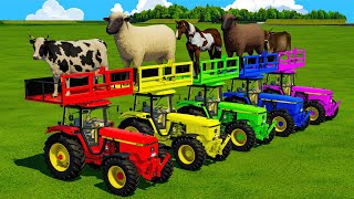 TRANSPORTING COWS SHEEPS HORSES BULLS GOATS amp TRACTORS WITH MAN TRUCKS  FS22 [upl. by Hernardo888]