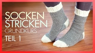 Socken Stricken mit Rundstricknadeln TEIL 1 GRUNDKURS [upl. by Alesiram]