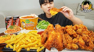 ASMR MUKBANG 직접 만든 치킨 먹방 불닭볶음면 닭똥집튀김 먹방 amp 레시피 FRIED CHICKEN AND FIRE NOODLES EATING SOUND [upl. by Kurth]