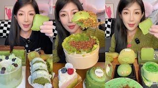 20 Minutes Asmr Dessert Mukbang Eating Matcha Cake  Mukbang Eating Show💗🍰🧁 [upl. by Ellehcear]