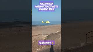 Yorkshire Air Ambulance Takes Off From Sandsend Beach YorkshireAirAmbulance shortsfeed shorts [upl. by Sandberg]