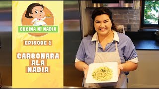 Carbonara Recipe Ala Nadia  How to cook Creamy Pasta Carbonara Filipino Style Recipe [upl. by Evin]