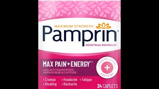 New Project Pamprin Maximum Strength Max Pain  Energy Formula Menstrual Pain Relief Caplets 24 Ct [upl. by Stedman408]