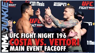 Marvin Vettori flips off curses out Paulo Costa in heated faceoff  UFC Fight Night 196 [upl. by Neurath87]