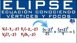 Ecuación de la Elipse dados Vértices y Focos [upl. by Bashee]