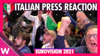 Eurovision 2021 Italian journalists react to Måneskins win during voting segment [upl. by Glanville]