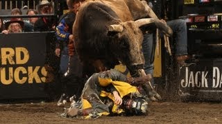 WRECK PBRs Pistol Robinson breaks both legs at Madison Square Garden [upl. by Noicpesnoc439]