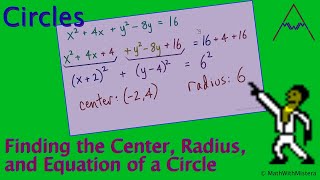 Find the Radius Center and Equation of a Circle  Part 1 [upl. by Dodd]