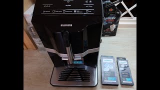 How to descale Siemens EQ300 with original Siemens tablets Calc n Clean Is original better [upl. by Eejan264]