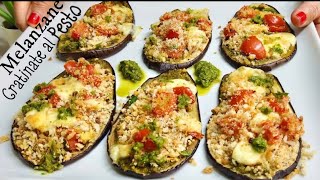 MELANZANE GRATINATE AL PESTO 🍆🍅vegetariane e veloci al forno BAKED GRATINATED EGGPLANT WITH PESTO [upl. by Nyladnewg828]