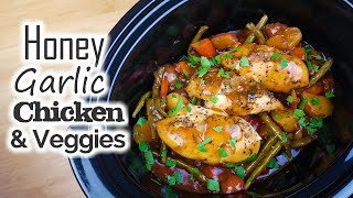 Slow Cooker Honey Garlic Chicken amp Veggies  Whats For Din  Courtney Budzyn  Recipe 65 [upl. by Earesed]