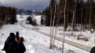 Henning Solberg hit a snowbank in Rally Sweden 2014 [upl. by Steffy]