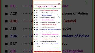 Important full forms ias ips dig sp gk most important full forms ias dm ssc upsc shorts [upl. by Novi]