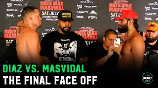 Nate Diaz vs Jorge Masvidal Final Face To Face quotThis whole things CAPquot [upl. by Llenrad]