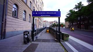 Sweden Stockholm Tekniska Högskolan subway station SMW inclined elevator  going down [upl. by Salokin16]