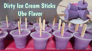 How to Make Dirty Ice Cream Sticks Ube Flavor ll Pangnegosyo recipe with costing [upl. by Suidualc]