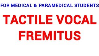 TACTILE VOCAL FREMITUS  CLINICAL LAB  PHYSIOLOGY [upl. by Dempster]