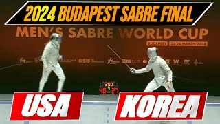 USA vs Korea  2024 Budapest Mens Team Sabre Final [upl. by Pardoes]