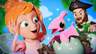 Fairy Adley hatches BABY DiNO PETS Pirate Dad adopts dinosaur babies DiNO iSLAND Family Cartoon [upl. by Coral153]