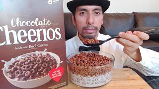 CHOCOLATE CHEERIOS ASMR BREAKFAST CEREAL CRUNCHY EATING SHOW [upl. by Hnad]