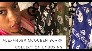 Alexander McQueen Scarf Unboxing and Collection [upl. by Imik]