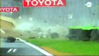 F1 2003 Brazil  Big Crash for Mark Webber [upl. by Adnala244]