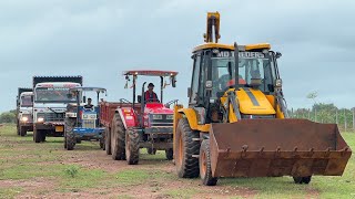 JCB 3dx Loading Mud in Dumper and Tractor  Tata 2518 Truck  Mahindra and Swaraj Tractor [upl. by Abbate]