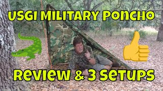 USGI Military Poncho  Review and 3 Different Setups [upl. by Eireva384]