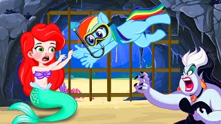 Rainbow Dash Rescue Mermaid Ariel  MY LITTLE PONY  Stop Motion Paper [upl. by Rehotsirhc]