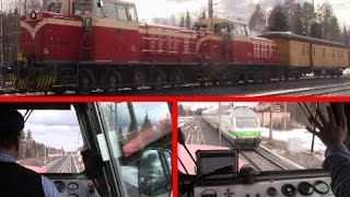 Finnish Dv15 diesel locomotive cabride from Ylivieska to Oulu [upl. by Eelnayr]