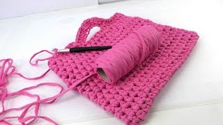 Handtasche häkeln  Häkelanleitung Tasche deutsch  crochet bag tutorial  pink [upl. by Annaid]