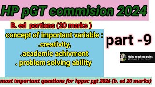 pgt commission 2024 bEd portion creativityachievement test problems solving ability P Y Q [upl. by Havard756]