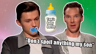 tom holland being babysat by everyone in the marvel cast for 14 minutes straight [upl. by Enaelem]