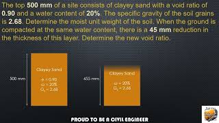 The top 500 mm of a site consists of clayey sand  Determine the moist unit weight of the soil [upl. by Gora]