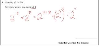 GCSE 91 Maths Grade 45 Index Law Exam Question Edexcel Nov 2022 Paper 1 Non Calc [upl. by Yssac]